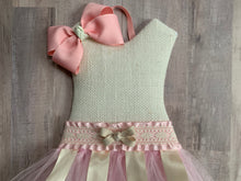 Load image into Gallery viewer, Cream Ivory Pink Burlap Bow Holder for Girls, Clip Organizer, Tutu Hairbow Organizer
